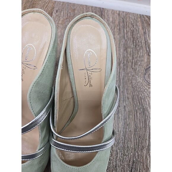 Jennifer Tattanelli Heeled Pump Light Green Silver Straps 3.25" Women's 37 US 7 - Picture 7 of 13